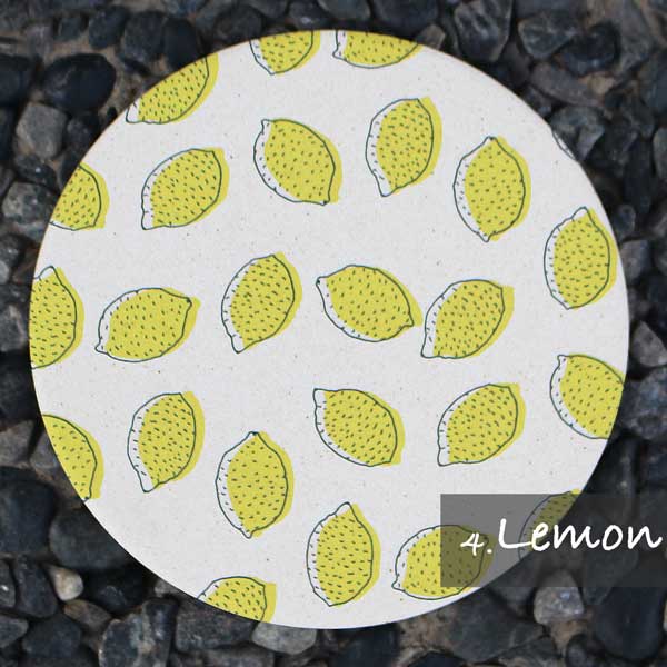 りっぷうや おしゃれな珪藻土コースター FUN FRUIT レモン | Lemon