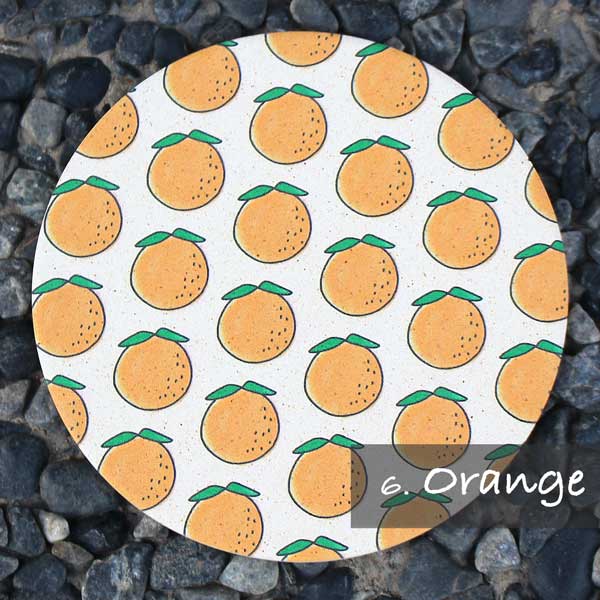りっぷうや おしゃれな珪藻土コースター FUN FRUIT オレンジ | Orange