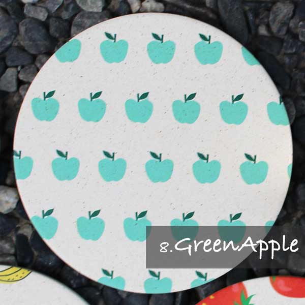 りっぷうや おしゃれな珪藻土コースター FUN FRUIT あおりんご | GreenApple