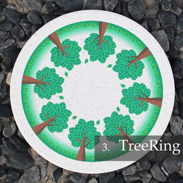 りっぷうや おしゃれな珪藻土コースター Green Decollation TreeRing