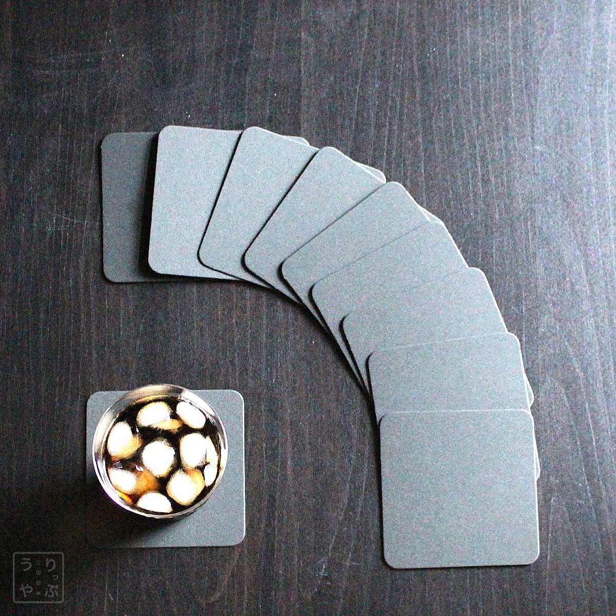 紙製コースター ブラック 黒 角型 9cm角 0.8mm厚 10枚