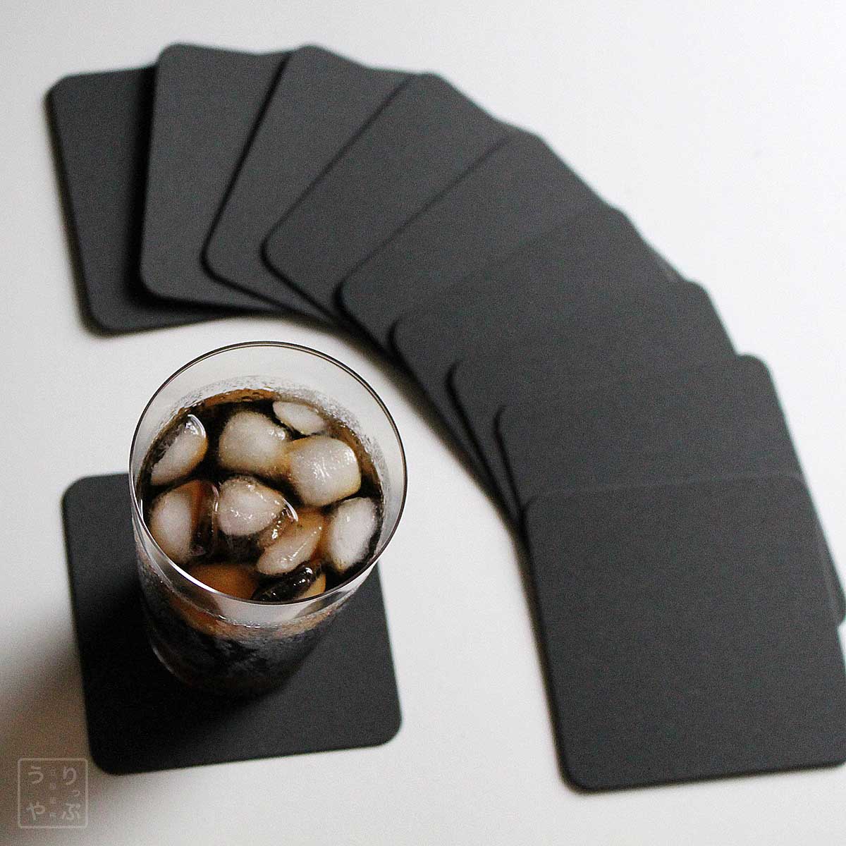 紙製コースター ブラック 黒 角型 9cm角 0.8mm厚 10枚