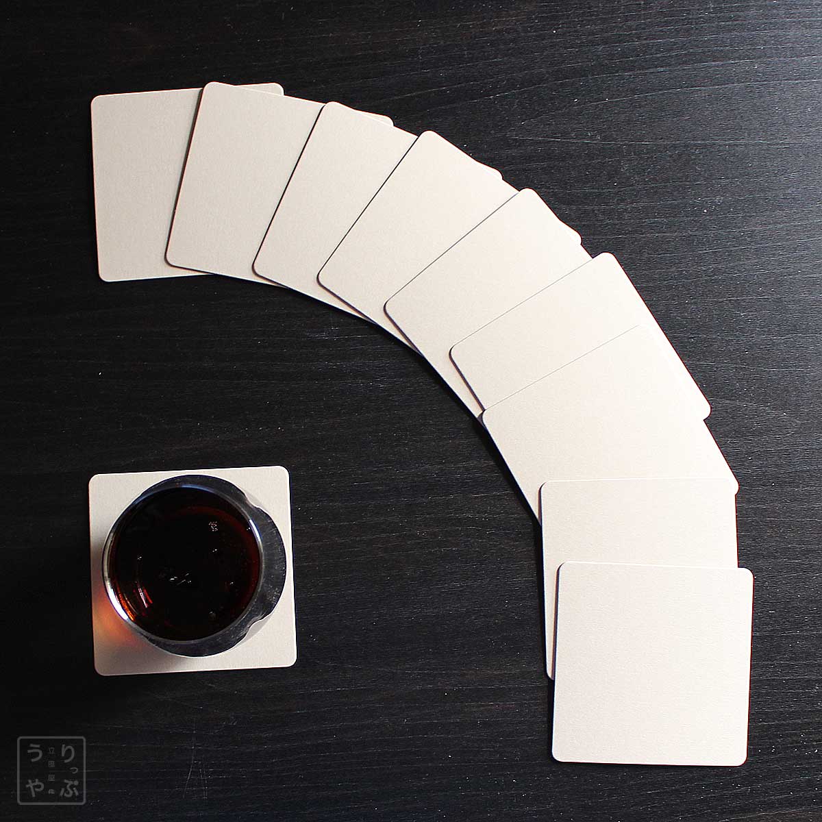 紙製コースター ブラウン 角型 9cm角 1mm厚 10枚 上から