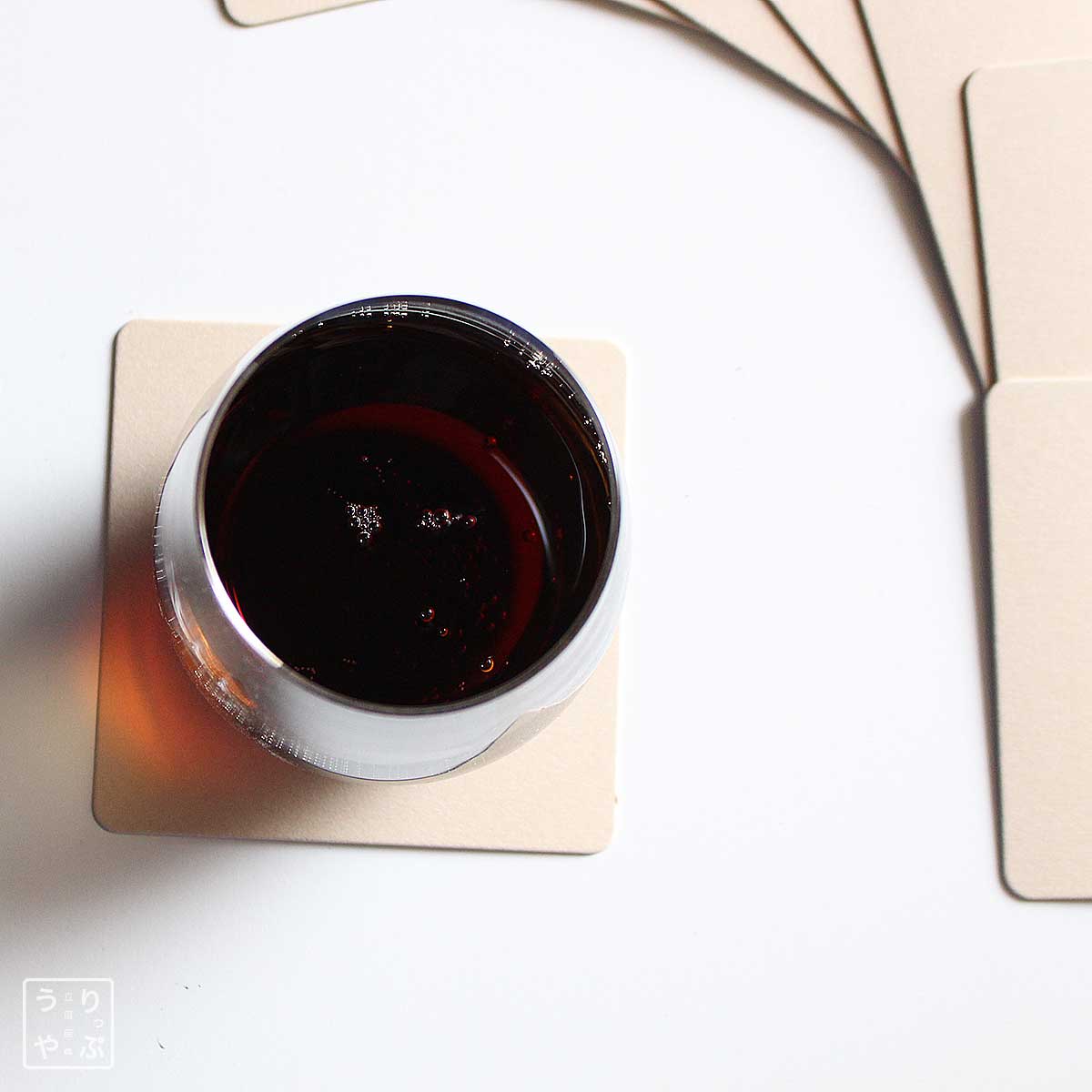 紙製コースター ブラウン 角型 9cm角 1mm厚 10枚 グラスアップ