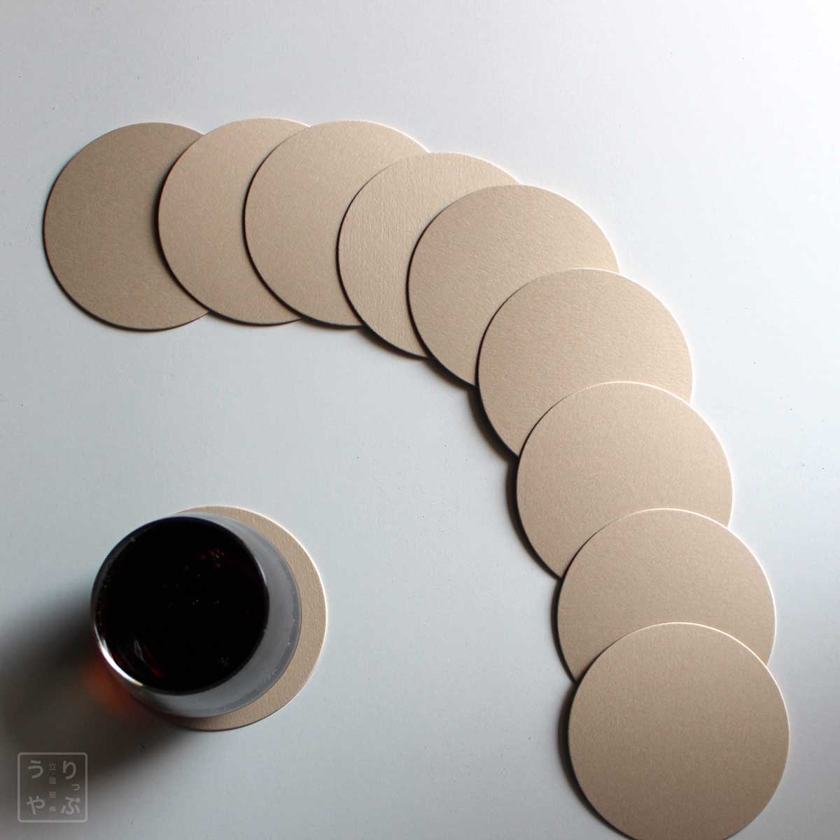 紙製コースター ブラウン 丸型 9cm径 1mm厚 10枚