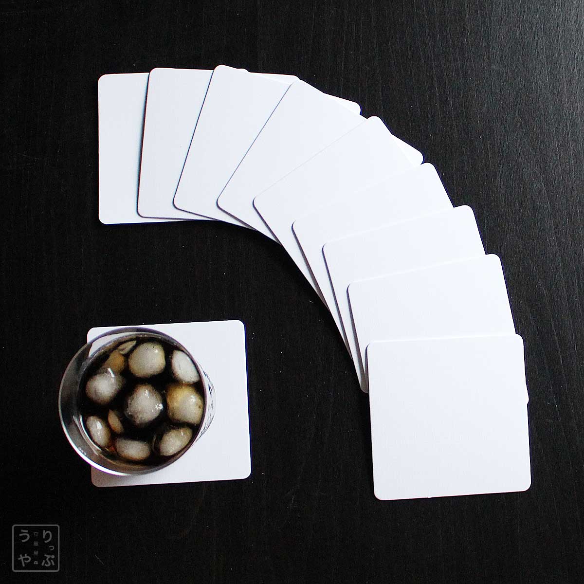 紙製コースター 白 角型 9cm角 1mm厚 10枚 上から